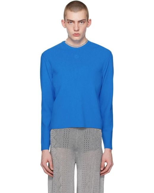 MARINE SERRE Blue Core Knit Sweater for men