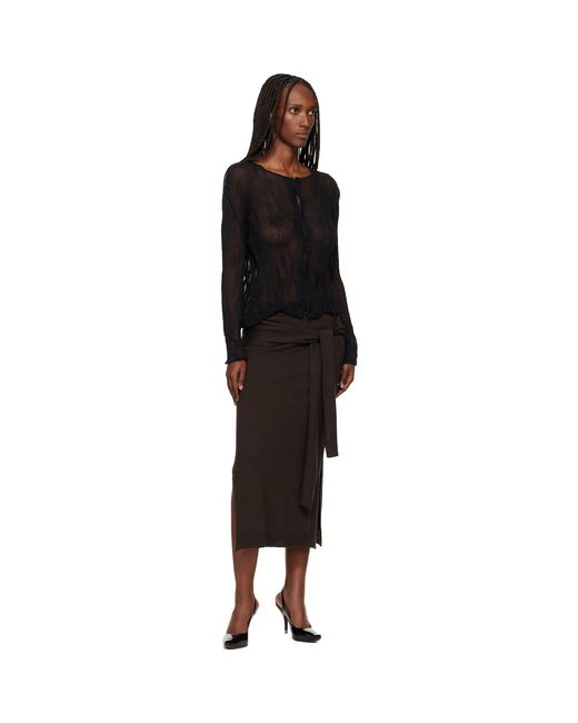 Issey Miyake Black Chiffon Twist Cardigan