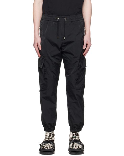 Balmain Black Drawstring Cargo Pants for men