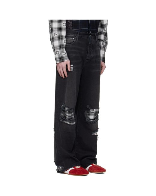 Amiri Black Flannel Repair Baggy Jeans for men
