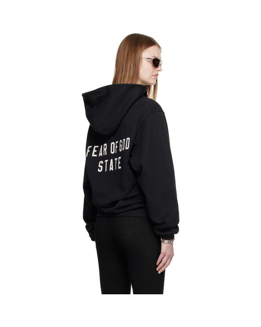 Fear Of God Black 90S Fleece Zip-Up Hoodie