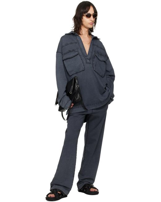 dries van noten グレー ドロップショルダー ポロシャツ dries van noten グレー ドロップショルダー ポロシャツ