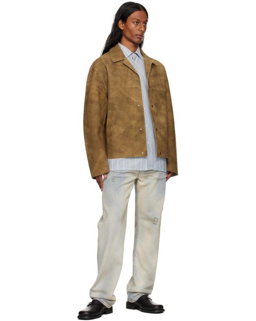 Hope Multicolor Tan Boxy Suede Jacket for men