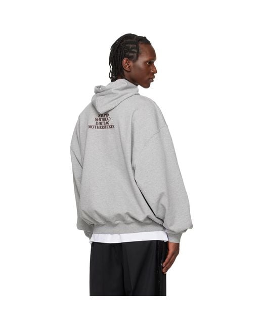 Vetements Gray 'Mf' Hoodie for men