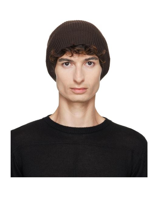 Rick Owens Black Tower Ribbed Beanie for men