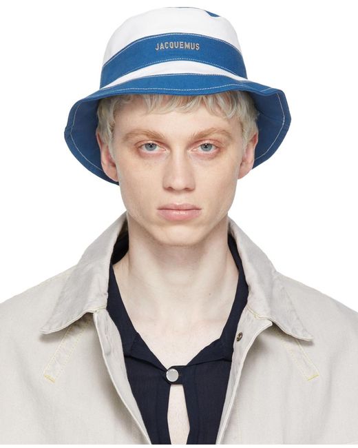 Jacquemus Cotton 'le Bob Rayures' Bucket Hat in Blue for Men | Lyst UK