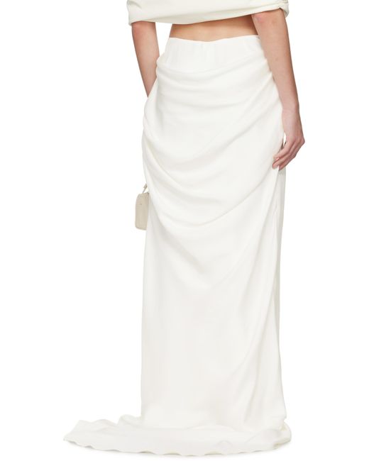 Colleen Allen White Ssense Exclusive Bridal Capsule Silk Bustle Maxi Skirt
