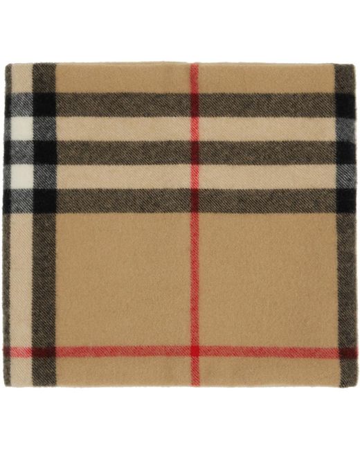 Burberry Green Beige Check Cashmere Snood