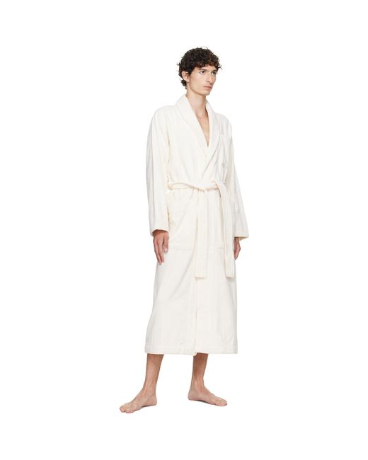Tekla White Off- Terry Classic Bathrobe for men