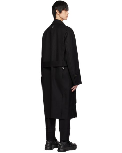 Wooyoungmi Black Belted Double Coat for men