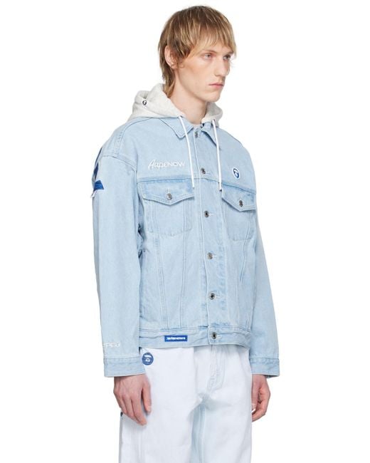 Aape By A Bathing Ape Blue Hooded Denim Jacket for men