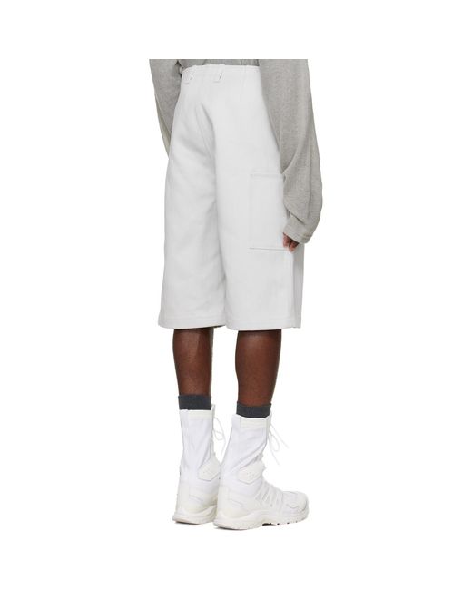 Rier White Off- Gabardine Utility Shorts for men