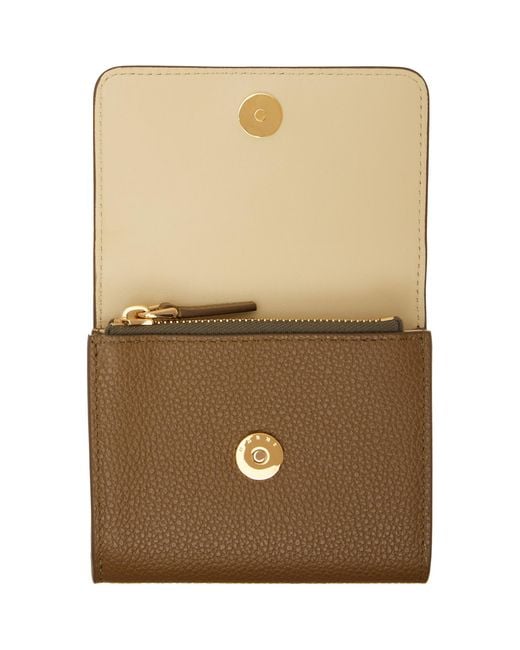 Marni Brown Khaki Mending' Leather Flap Card Holder for men