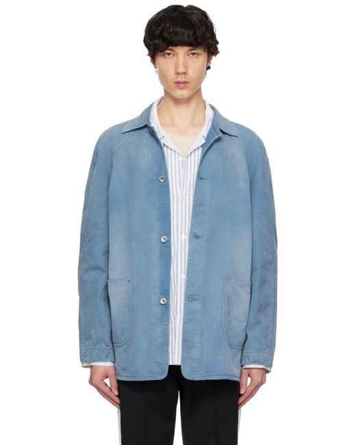 メンズ Maison Margiela ブルー ディストレス カバン デニムジャケット Blue