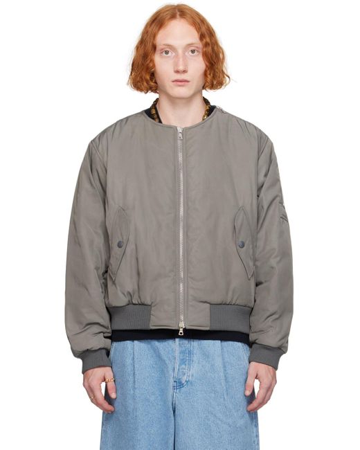 Collarless bomber jacket outlet