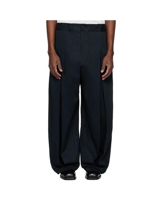 SAGE NATION Black Box Pleat Trousers for men