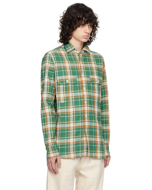 Drake's Green Check Shirt for men