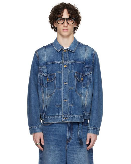 【関税込み】sacai ブルー Levi'sエディション デニムジャケット メンズ Sacai ブルー Levi'Sエディション デニムジャケット