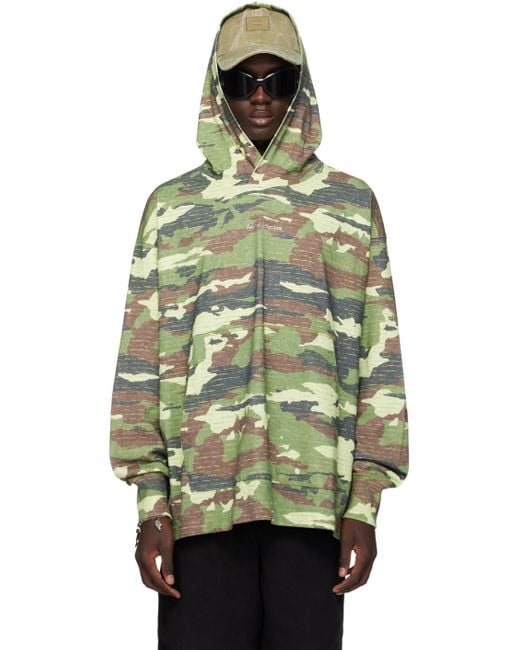 Pull à capuche vert à motif camouflage Acne pour homme en coloris Green