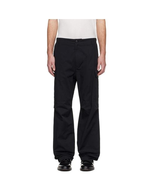 MM6 by Maison Margiela Black Embroidered Logo Cargo Pants for men