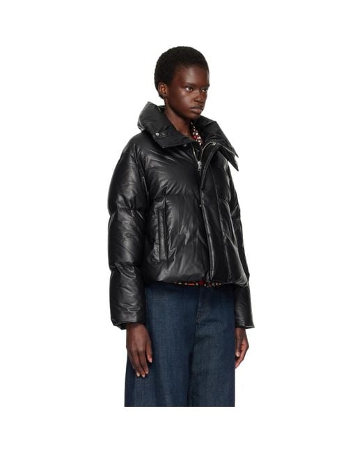 MM6 by Maison Margiela Black Padded Faux-Leather Down Jacket