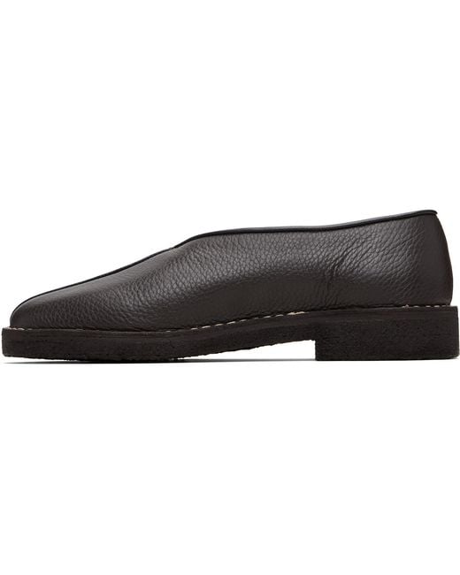 Lemaire Black Piped Crepe Slipper Loafers for men