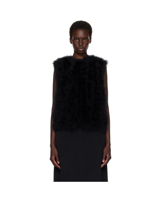 Yves Salomon Black Cropped Feather Gilet Vest