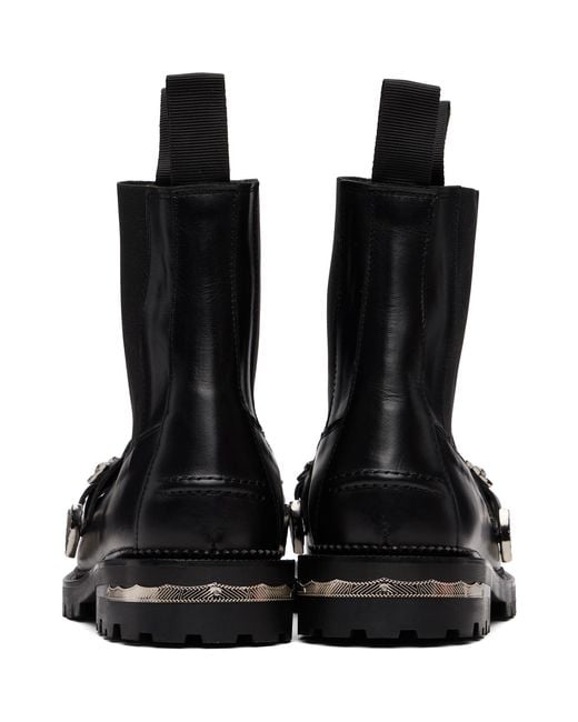 Toga Virilis Black Hard Leather Chelsea Boots for men