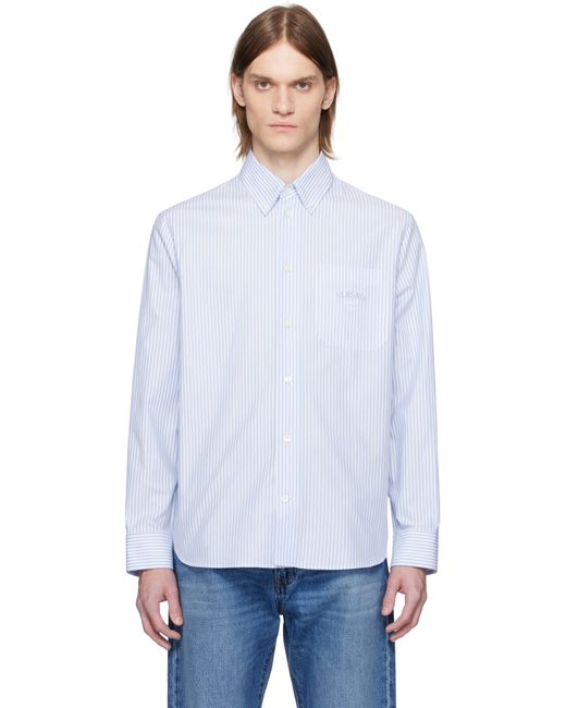 メンズ Versace ブルー＆ホワイト Informal ストライプ ポプリン シャツ White