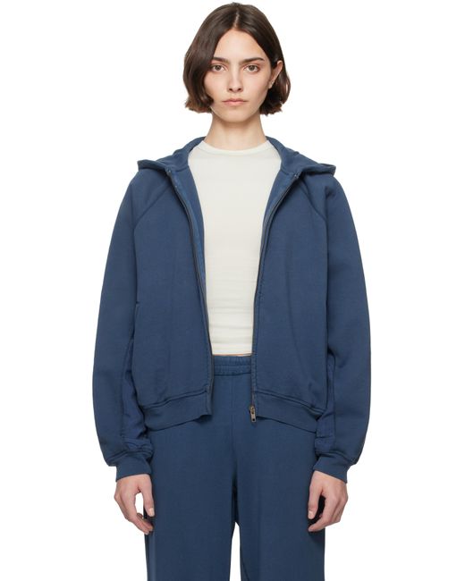 Skims Blue French Terry Relaxed Zip Up Hoodie