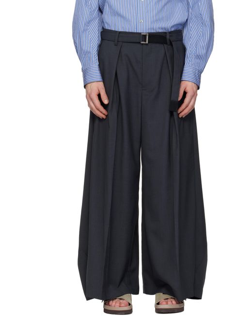 Sacai メンズ ブルー グレー Suiting トラウザーズ 【公式通販】 Sacai メンズ ブルー グレー Suiting トラウザーズ 【公式通販】