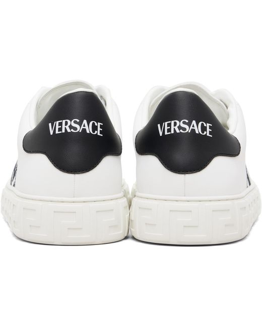 Versace Black Greca Embroidered Nylon Faux-Leather Sneakers for men