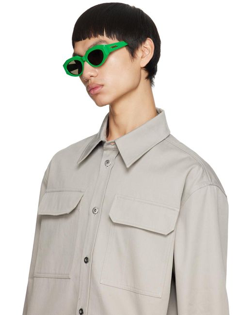Bottega Veneta Green Oval Sunglasses for men