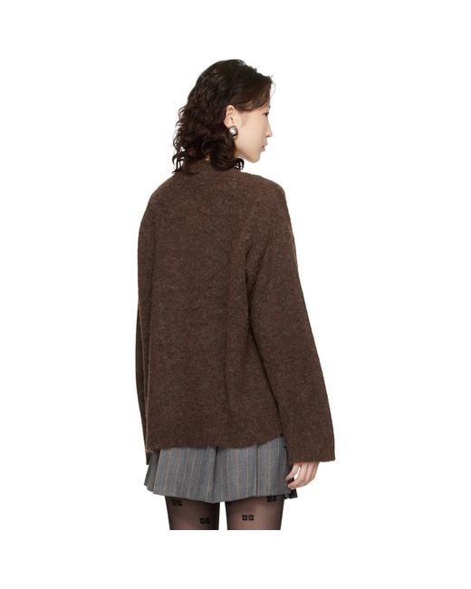 Ganni Red Brushed Alpaca Graphic Oversized Sweater