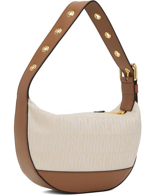 Moschino Multicolor Off-white & Tan Logo Shoulder Bag