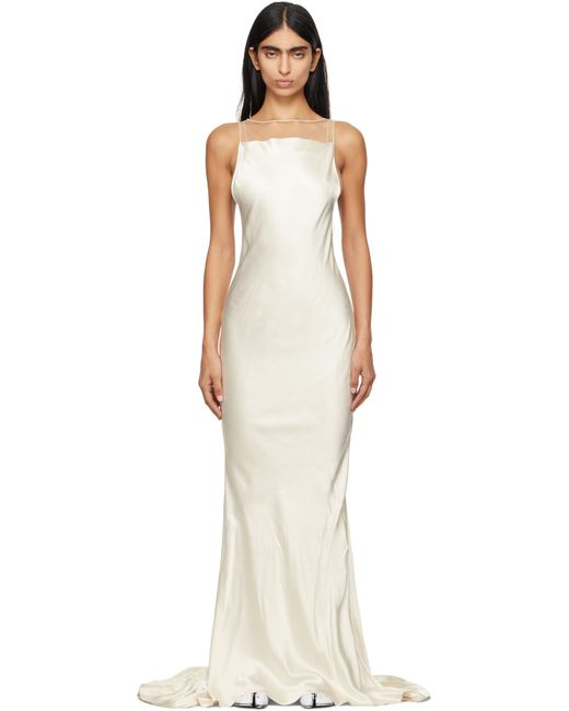 Maison Margiela Natural Off- Hammered Satin Maxi Dress
