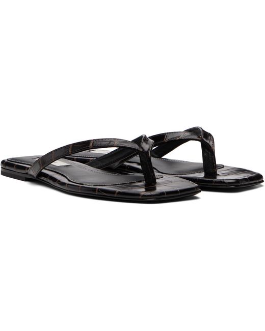 Totême Blue Croco-Embossed Flip-Flops