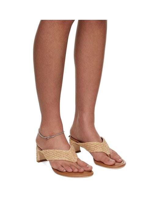 By Far Brown Tan Dasha Raffia Heeled Sandals