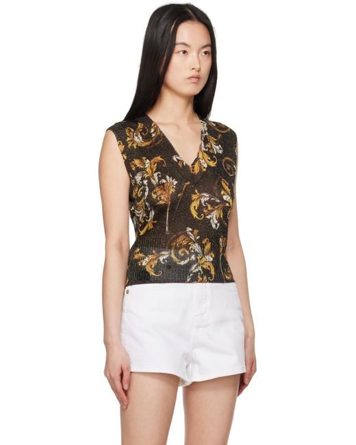 Versace Jeans Couture ブラック アウトライン バロッコ ルレックス ベスト White