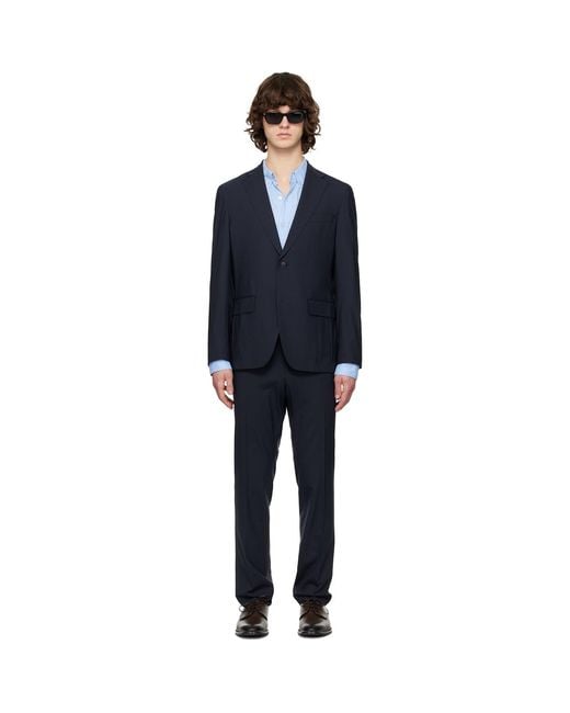 Boss Black Wool Ripstop Suit for men