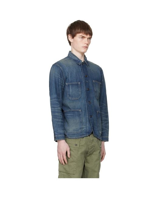 RRL Blue Torrington Engineer Denim Jacket for men