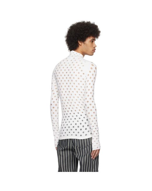 Maisie Wilen White Perforated Turtleneck for men