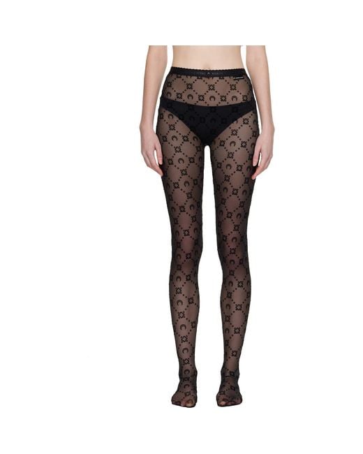 MARINE SERRE Black Recycled Mesh Flock Tights