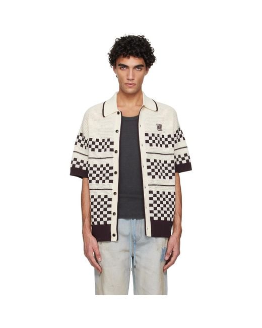 Amiri Black Off- & Checkered Mesh Shirt for men
