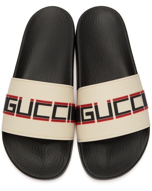 Gucci Multicolor Mens Blk/white Nastro Rubber Sliders 5-7 Years 1 for men