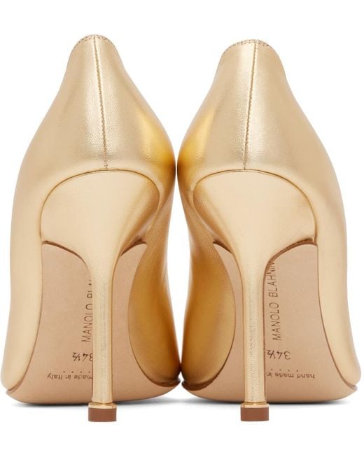 Manolo Blahnik Metallic Gold Hangisi Heels