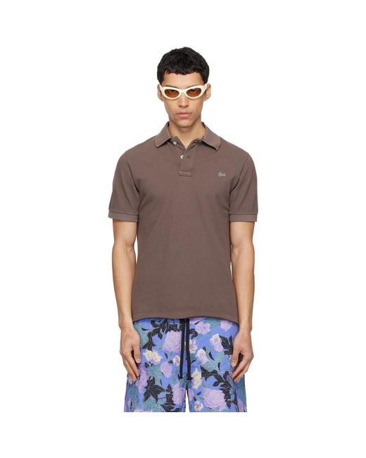 ERL Brown Logo Patch Polo for men