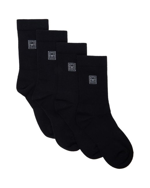 Totême  Black Two-Pack Monogram Socks