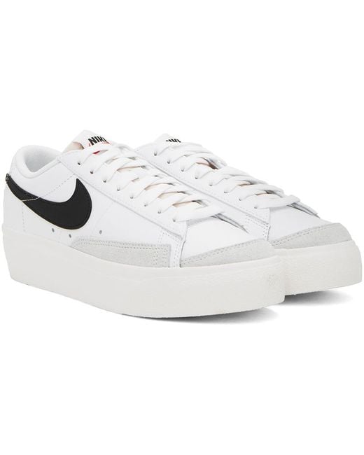 Nike White & Black Blazer Low Platform Sneakers