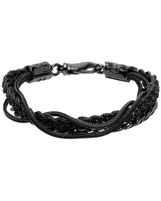 Emanuele Bicocchi Black 'chain And Braided' Bracelet for men